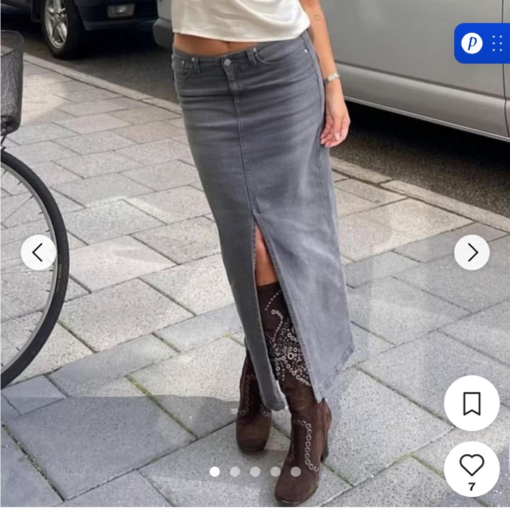 Djerf Avenue Dark Gray Denim Skirt